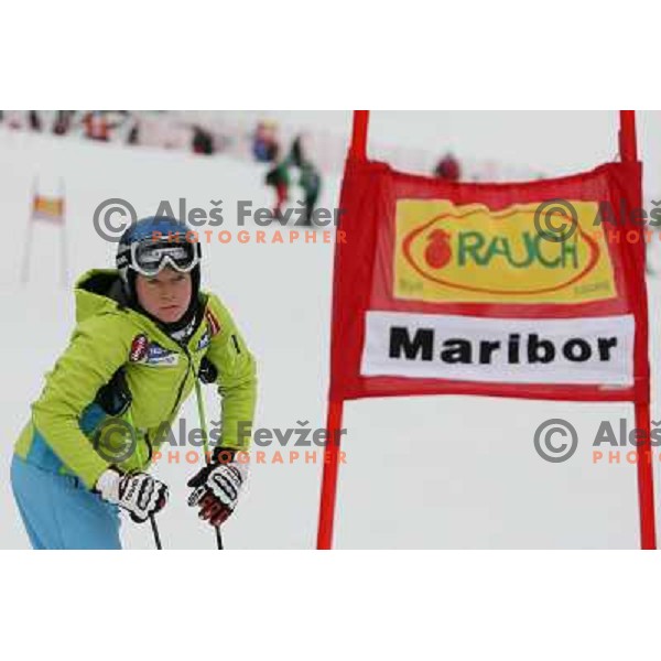 Marusa Ferk at course inspection before first run of 44.Golden Fox Audi FIS Alpine Ski World Cup Giant Slalom in Maribor11.1.2007. Photo by Ales Fevzer 