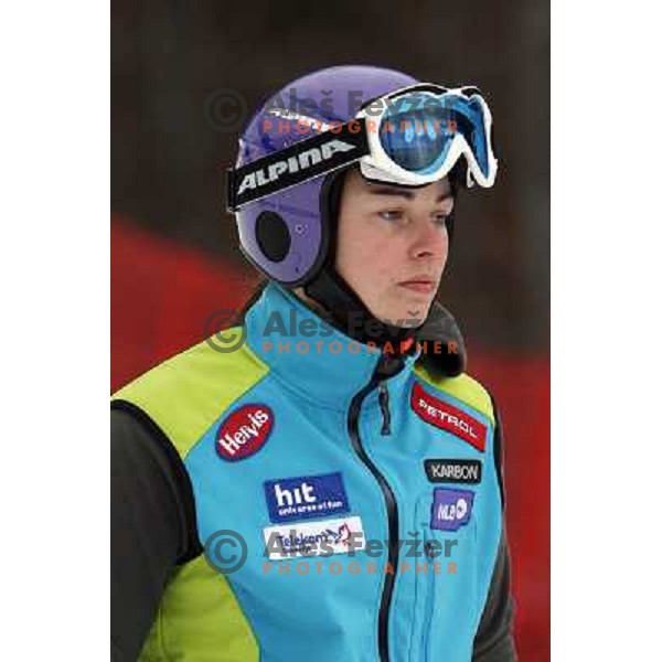 Tina Maze at course inspection before first run of 44.Golden Fox Audi FIS Alpine Ski World Cup Giant Slalom in Maribor11.1.2007. Photo by Ales Fevzer 