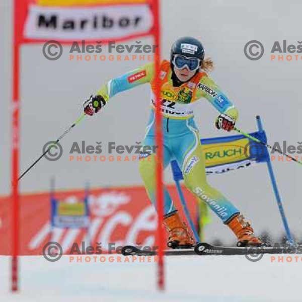 Ana Drev at first run of 44.Golden Fox Audi FIS Alpine Ski World Cup Giant Slalom in Maribor11.1.2007. Photo by Ales Fevzer 