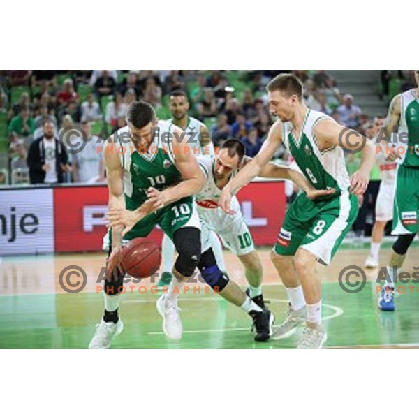 action during the Final of Nova KBM league basketball match between Petrol Olimpija and Krka in Stozice, Ljubljana, Slovenia on May 19, 2018
