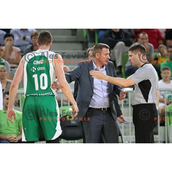 action during the Final of Nova KBM league basketball match between Petrol Olimpija and Krka in Stozice, Ljubljana, Slovenia on May 19, 2018