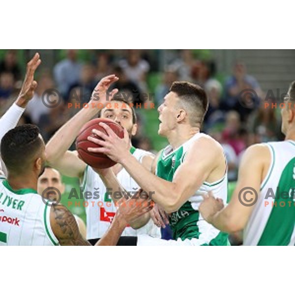action during the Final of Nova KBM league basketball match between Petrol Olimpija and Krka in Stozice, Ljubljana, Slovenia on May 19, 2018
