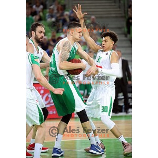 action during the Final of Nova KBM league basketball match between Petrol Olimpija and Krka in Stozice, Ljubljana, Slovenia on May 19, 2018