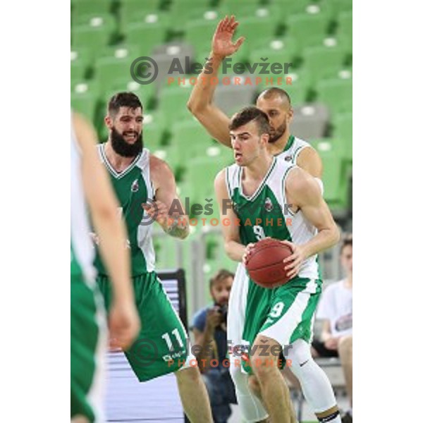 action during the Final of Nova KBM league basketball match between Petrol Olimpija and Krka in Stozice, Ljubljana, Slovenia on May 19, 2018