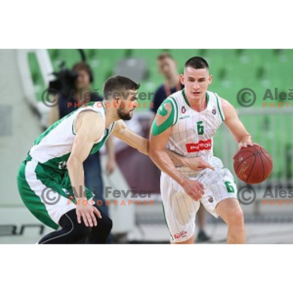 action during the Final of Nova KBM league basketball match between Petrol Olimpija and Krka in Stozice, Ljubljana, Slovenia on May 19, 2018