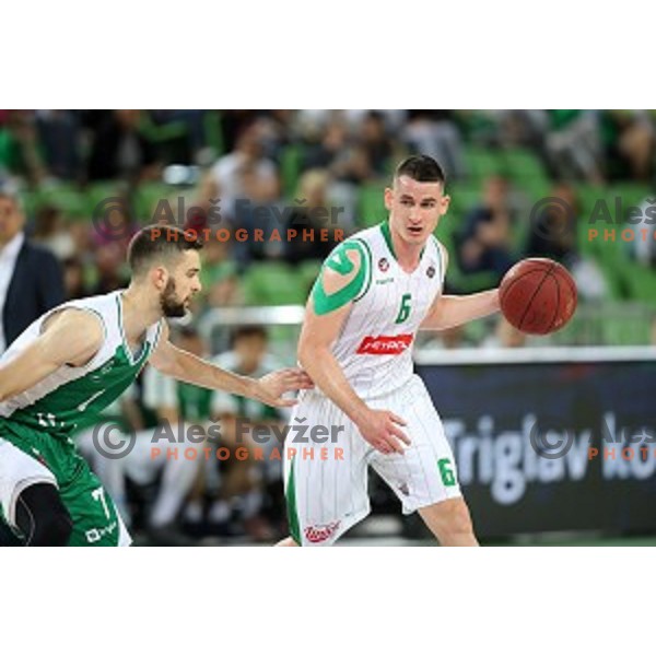 action during the Final of Nova KBM league basketball match between Petrol Olimpija and Krka in Stozice, Ljubljana, Slovenia on May 19, 2018