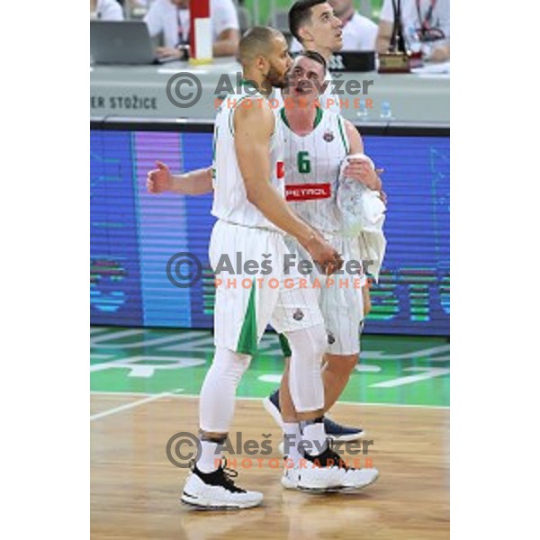 action during the Final of Nova KBM league basketball match between Petrol Olimpija and Krka in Stozice, Ljubljana, Slovenia on May 19, 2018