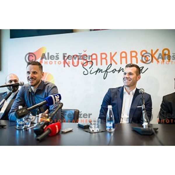 Bostjan Nachbar, Sani Becirovic at the press conference Kosarkaska Simfonija, Austria Trend Hotel, Ljubljana, Slovenia , 22.05.2018