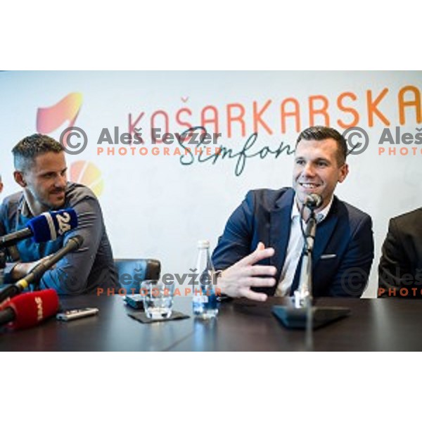 Bostjan Nachbar, Sani Becirovic at the press conference Kosarkaska Simfonija, Austria Trend Hotel, Ljubljana, Slovenia , 22.05.2018