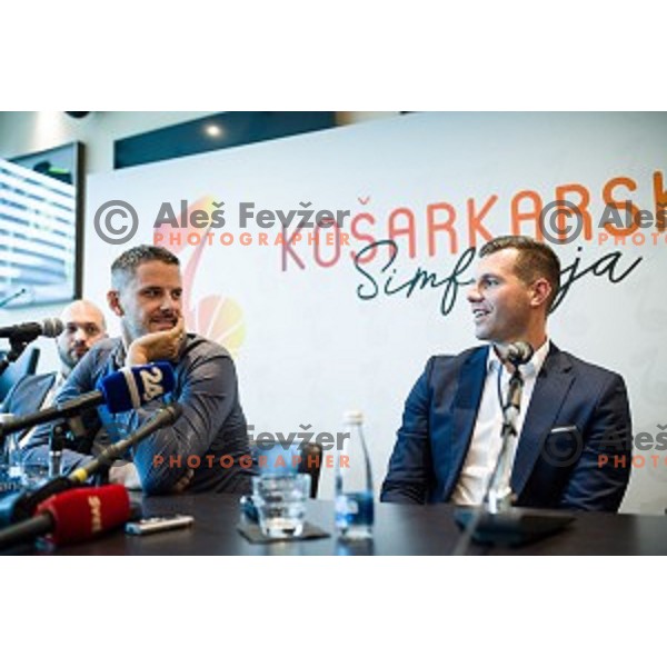 Bostjan Nachbar, Sani Becirovic at the press conference Kosarkaska Simfonija, Austria Trend Hotel, Ljubljana, Slovenia , 22.05.2018