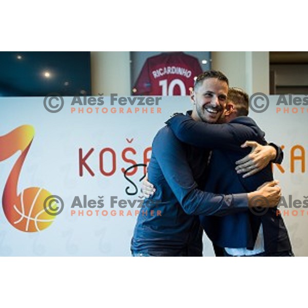 Bostjan Nachbar, Sani Becirovic at the press conference Kosarkaska Simfonija, Austria Trend Hotel, Ljubljana, Slovenia , 22.05.2018