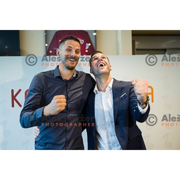 Bostjan Nachbar, Sani Becirovic at the press conference Kosarkaska Simfonija, Austria Trend Hotel, Ljubljana, Slovenia , 22.05.2018