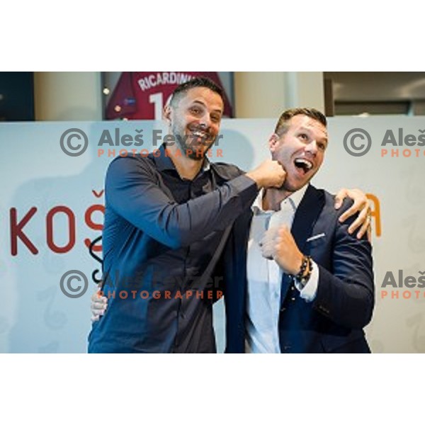 Bostjan Nachbar, Sani Becirovic at the press conference Kosarkaska Simfonija, Austria Trend Hotel, Ljubljana, Slovenia , 22.05.2018