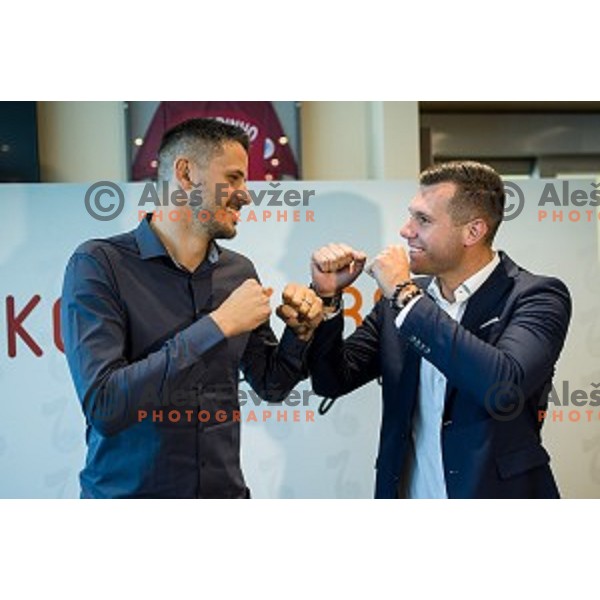 Bostjan Nachbar, Sani Becirovic at the press conference Kosarkaska Simfonija, Austria Trend Hotel, Ljubljana, Slovenia , 22.05.2018