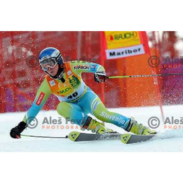 Marusa Ferk at first run of 44.Golden Fox Audi FIS Alpine Ski World Cup Giant Slalom in Maribor11.1.2007. Photo by Ales Fevzer 