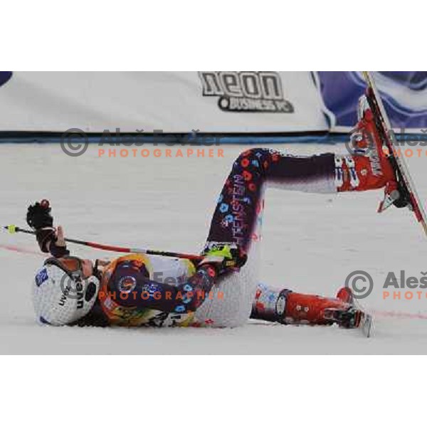 Tina Weirather after second run of 44.Golden Fox Audi FIS Alpine Ski World Cup Giant Slalom in Maribor11.1.2007. Photo by Ales Fevzer 