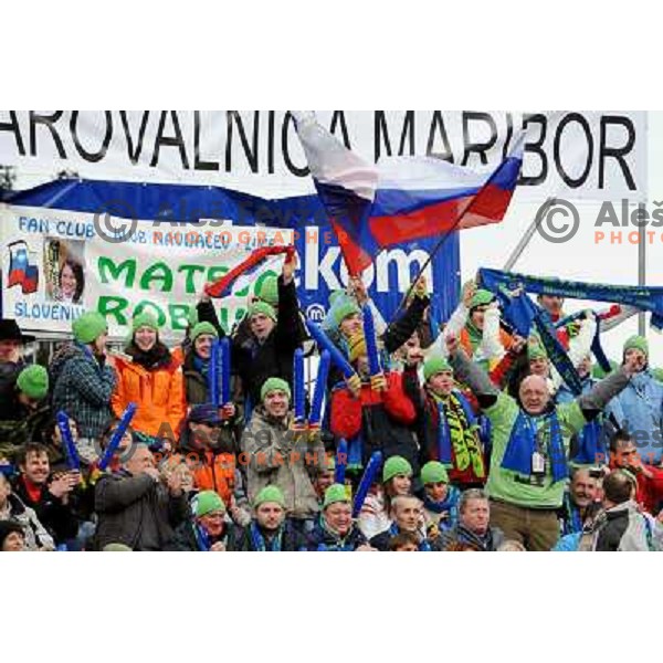 Fan club of Mateja Robnik after second run of 44.Golden Fox Audi FIS Alpine Ski World Cup Giant Slalom in Maribor11.1.2007. Photo by Ales Fevzer 