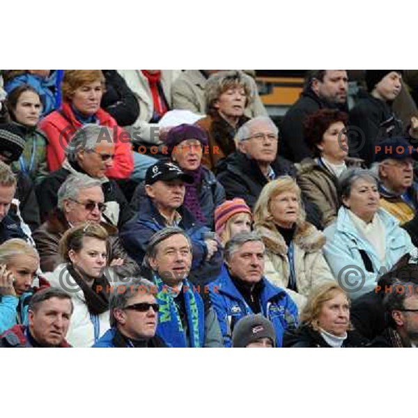 President of Slovenia dr.Danilo Turk and chairman of organizing comitee Hazabent watching second run of 44.Golden Fox Audi FIS Alpine Ski World Cup Giant Slalom in Maribor11.1.2007. Photo by Ales Fevzer 