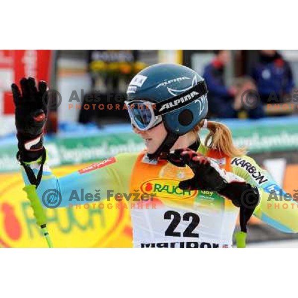 Ana Drev after second run of 44.Golden Fox Audi FIS Alpine Ski World Cup Giant Slalom in Maribor11.1.2007. Photo by Ales Fevzer 