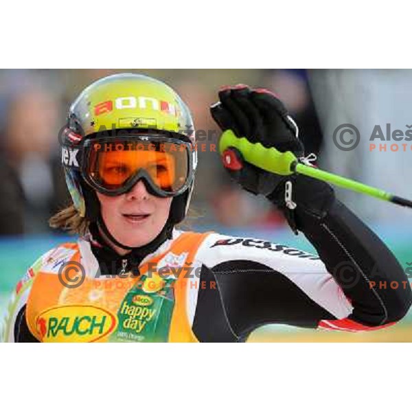 Nicole Hosp after second run of 44.Golden Fox Audi FIS Alpine Ski World Cup Giant Slalom in Maribor11.1.2007. Photo by Ales Fevzer 