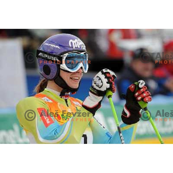 Tina Maze after second run of 44.Golden Fox Audi FIS Alpine Ski World Cup Giant Slalom in Maribor11.1.2007. Photo by Ales Fevzer 