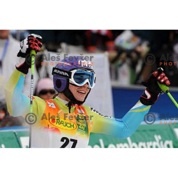 Tina Maze after second run of 44.Golden Fox Audi FIS Alpine Ski World Cup Giant Slalom in Maribor11.1.2007. Photo by Ales Fevzer 