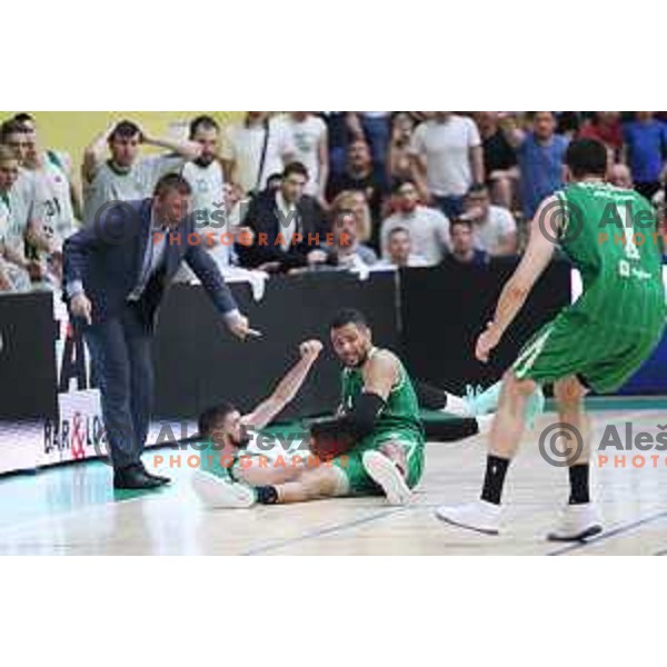 action during the Final of Nova KBM league basketball match between Krka and Petrol Olimpija in Novo Mesto, Slovenia on May 27, 2018