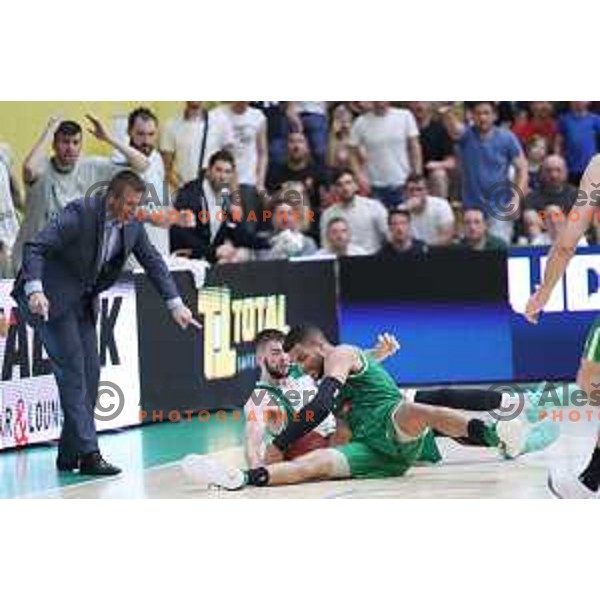 action during the Final of Nova KBM league basketball match between Krka and Petrol Olimpija in Novo Mesto, Slovenia on May 27, 2018