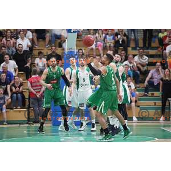 action during the Final of Nova KBM league basketball match between Krka and Petrol Olimpija in Novo Mesto, Slovenia on May 27, 2018
