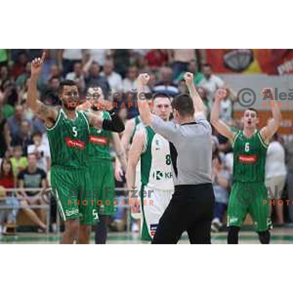 action during the Final of Nova KBM league basketball match between Krka and Petrol Olimpija in Novo Mesto, Slovenia on May 27, 2018