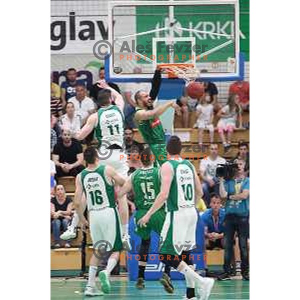 action during the Final of Nova KBM league basketball match between Krka and Petrol Olimpija in Novo Mesto, Slovenia on May 27, 2018
