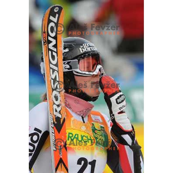 Tessa Worley after second run of 44.Golden Fox Audi FIS Alpine Ski World Cup Giant Slalom in Maribor11.1.2007. Photo by Ales Fevzer 