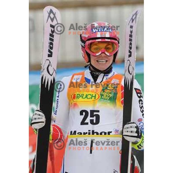 Chemmy Alcott after second run of 44.Golden Fox Audi FIS Alpine Ski World Cup Giant Slalom in Maribor11.1.2007. Photo by Ales Fevzer 