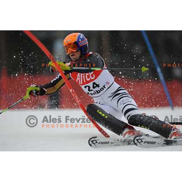 Kathrin Hoelzl in first run of 44.Golden Fox Audi FIS Alpine Ski World Cup Slalom in Maribor13.1.2007. Photo by Ales Fevzer 