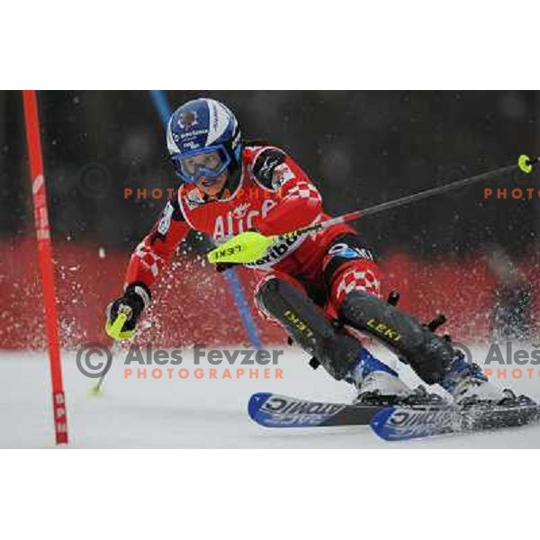 Ana Jelusic in first run of 44.Golden Fox Audi FIS Alpine Ski World Cup Slalom in Maribor13.1.2007. Photo by Ales Fevzer 
