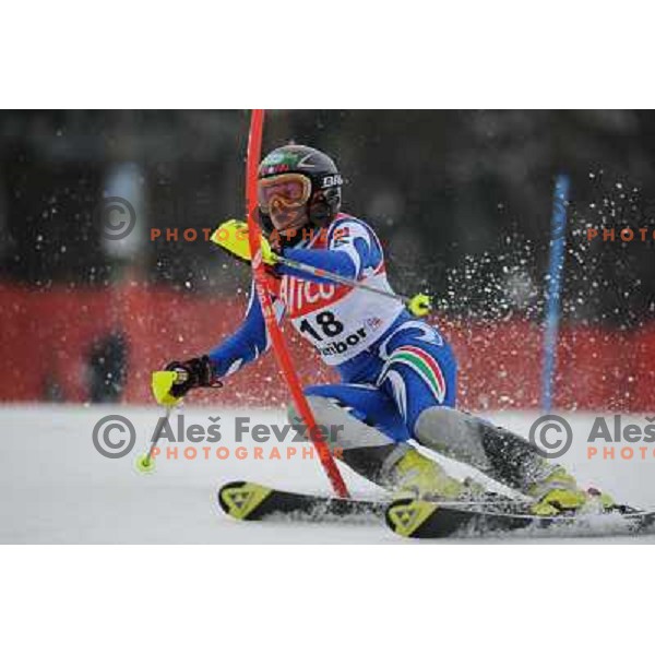 Denise Karbon in first run of 44.Golden Fox Audi FIS Alpine Ski World Cup Slalom in Maribor13.1.2007. Photo by Ales Fevzer 