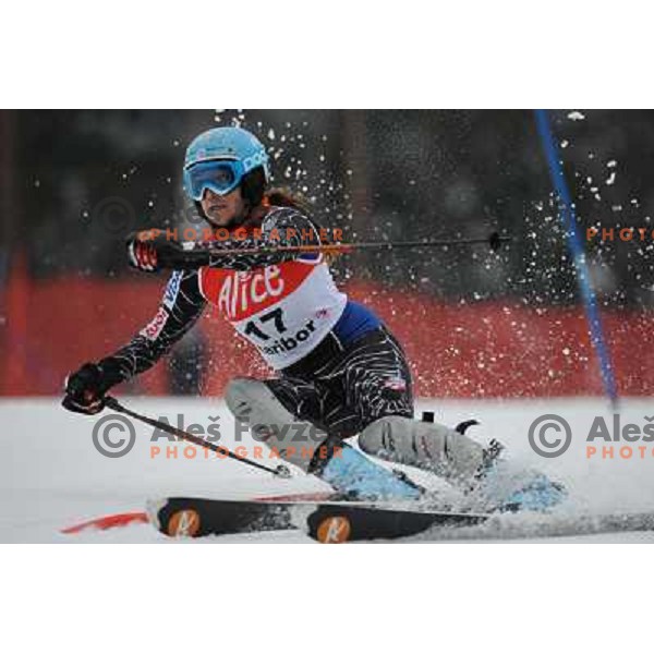 Julia Mancuso in first run of 44.Golden Fox Audi FIS Alpine Ski World Cup Slalom in Maribor13.1.2007. Photo by Ales Fevzer 