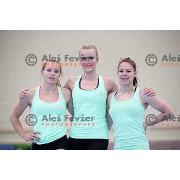 Teja Belak, Adela Sajn and Tjasa Kysselef member of Slovenia Gymnastics team for World Cup event in Koper on June 2, 2018