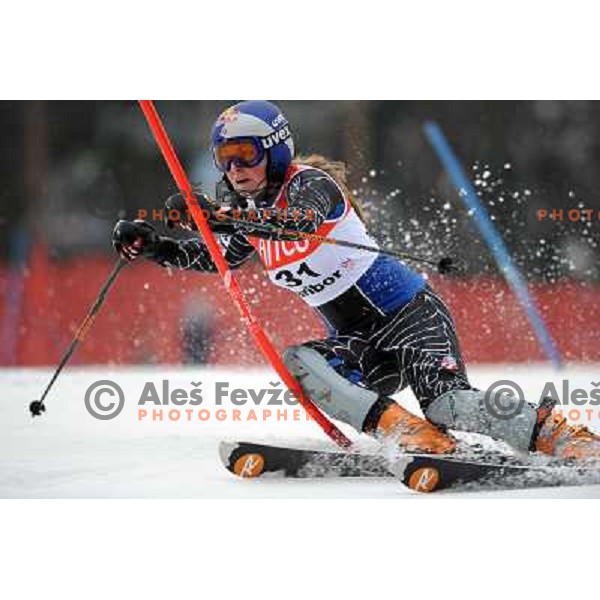 Lindsey Vonn in first run of 44.Golden Fox Audi FIS Alpine Ski World Cup Slalom in Maribor13.1.2007. Photo by Ales Fevzer 