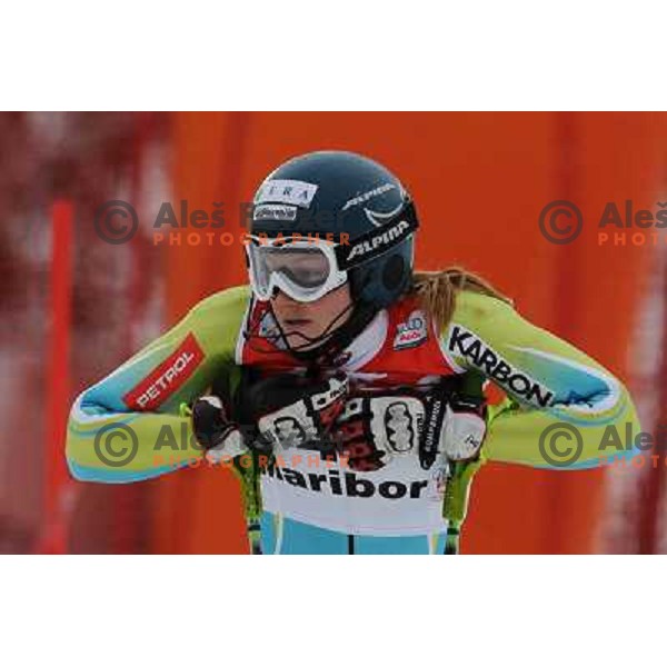 Ana Drev in first run of 44.Golden Fox Audi FIS Alpine Ski World Cup Slalom in Maribor13.1.2007. Photo by Ales Fevzer 
