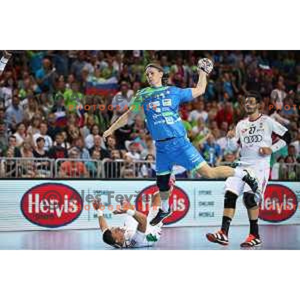 action during Qualification handball match for World Championship 2019 between Slovenia and Hungary in Bonifika hall, Koper, Slovenia on June 9, 2018