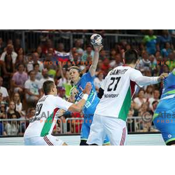 action during Qualification handball match for World Championship 2019 between Slovenia and Hungary in Bonifika hall, Koper, Slovenia on June 9, 2018