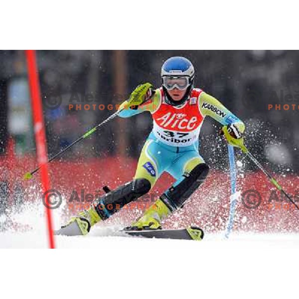Marusa Ferk in first run of 44.Golden Fox Audi FIS Alpine Ski World Cup Slalom in Maribor13.1.2007. Photo by Ales Fevzer 
