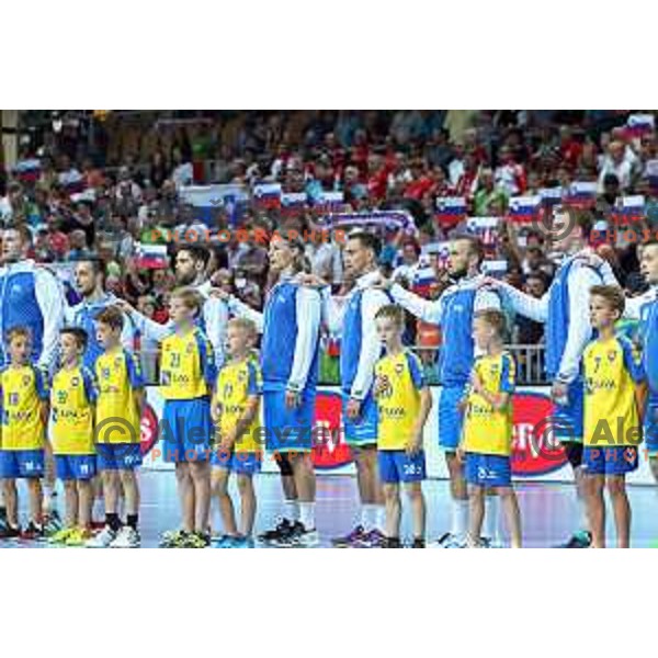 action during Qualification handball match for World Championship 2019 between Slovenia and Hungary in Bonifika hall, Koper, Slovenia on June 9, 2018