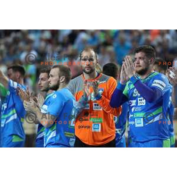 Urh Kastelic in action during Qualification handball match for World Championship 2019 between Slovenia and Hungary in Bonifika hall, Koper, Slovenia on June 9, 2018