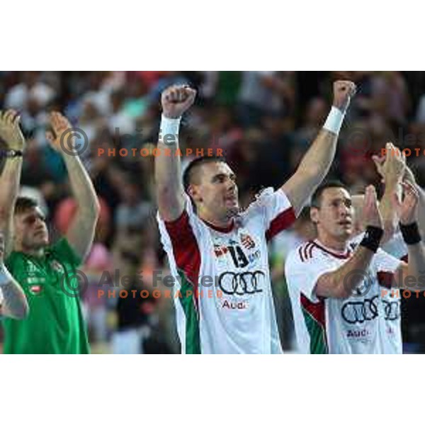 action during Qualification handball match for World Championship 2019 between Slovenia and Hungary in Bonifika hall, Koper, Slovenia on June 9, 2018