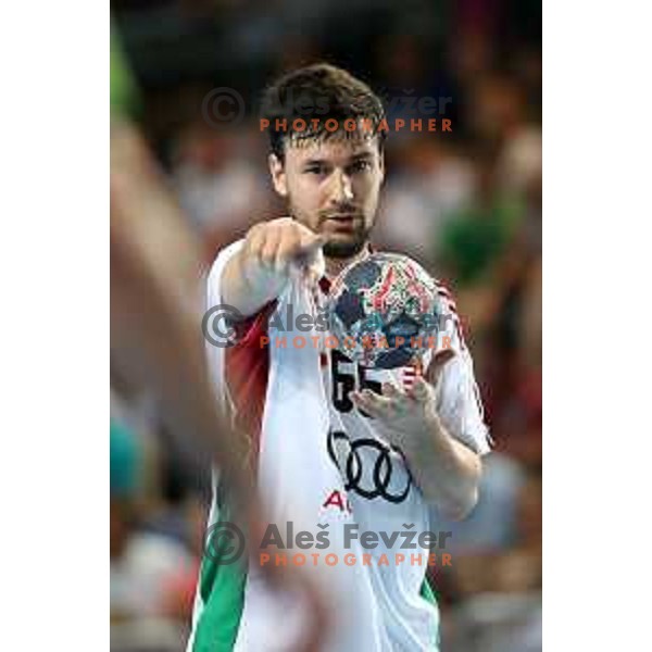 Mate Lekai (HUN) in action during Qualification handball match for World Championship 2019 between Slovenia and Hungary in Bonifika hall, Koper, Slovenia on June 9, 2018