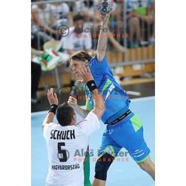 action during Qualification handball match for World Championship 2019 between Slovenia and Hungary in Bonifika hall, Koper, Slovenia on June 9, 2018