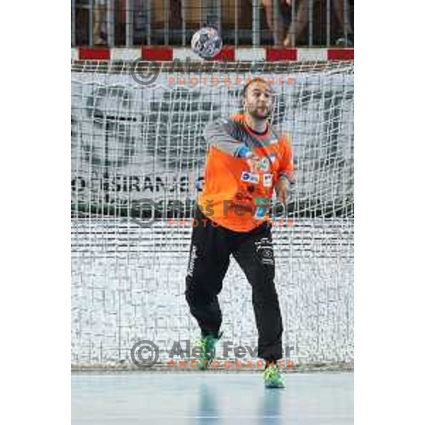 Urh Kastelic in action during Qualification handball match for World Championship 2019 between Slovenia and Hungary in Bonifika hall, Koper, Slovenia on June 9, 2018