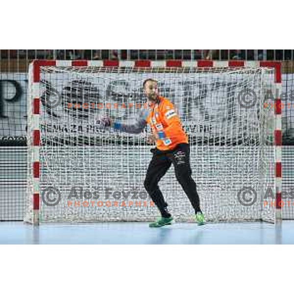 Urh Kastelic in action during Qualification handball match for World Championship 2019 between Slovenia and Hungary in Bonifika hall, Koper, Slovenia on June 9, 2018